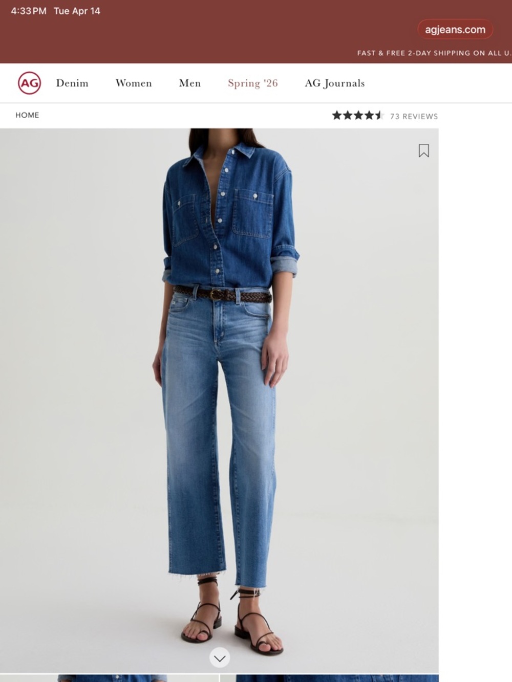 AG Adriano Goldschmied Saige Wide Leg Crop Panel Jeans in Rosarito